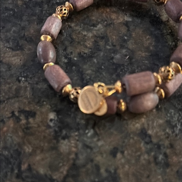 Alex and Ani Brown and Gold Filigree Bracelet - Picture 2 of 3